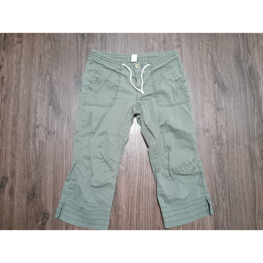 Prana Cropped Pants Womens Size 8 Green Drawstring